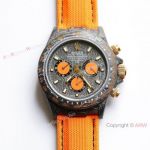 1:1 Best Edition Rolex Daytona Carbon Fiber Orange Rubber Strap Watch 7750 Movement